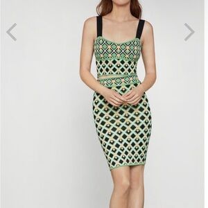 BCBGMaxAzria Black and Green pencil mini skirt.